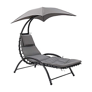 CorLiving Lounge Chair with Canopy, Gray, large