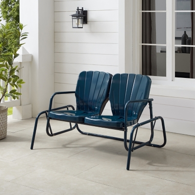 Ridgeland Outdoor Loveseat Glider, Navy, rollover