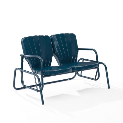 Ridgeland Outdoor Loveseat Glider, Navy, large