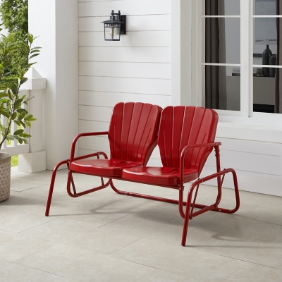 Ridgeland Outdoor Loveseat Glider, Bright Red