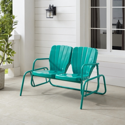 Ridgeland Outdoor Loveseat Glider, Turquoise, rollover
