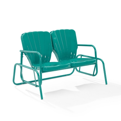 Ridgeland Outdoor Loveseat Glider, Turquoise, large