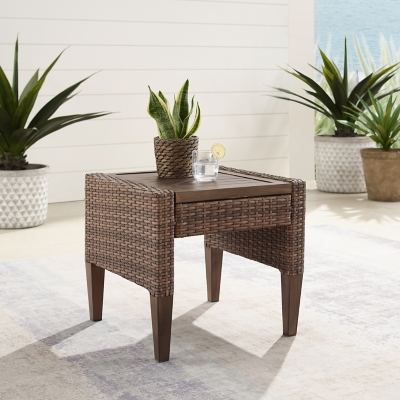 Capella Outdoor Side Table, Brown, large