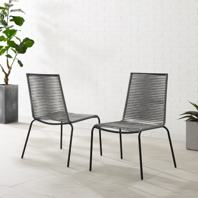 P600009208 Fenton Outdoor Stackable Chairs Set of 2, Gray sku P600009208