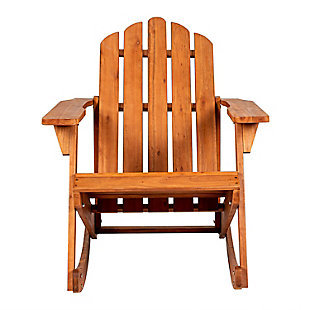JONATHAN Y Kiawah Outdoor Acacia Adirondack Rocking Chair, Light Brown, large