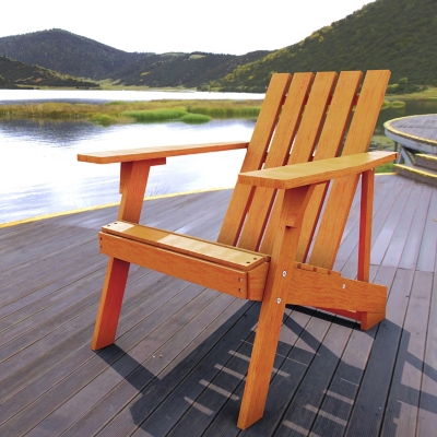 JONATHAN Y Irving Outdoor Acacia Adirondack Chair, Light Brown, rollover