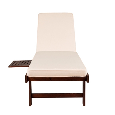 JONATHAN Y Seabrook Outdoor Acacia Lounger with Cushion, Dark Brown, rollover