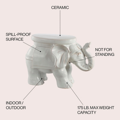 JONATHAN Y Elephant Outdoor Garden Stool, , large