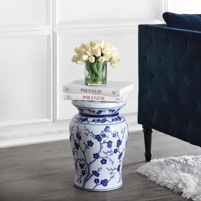 JONATHAN Y Cherry Blossom 17.7" Ceramic Garden Stool, , rollover