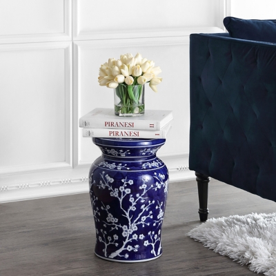 JONATHAN Y Cherry Blossom 17.7" Ceramic Garden Stool, , rollover