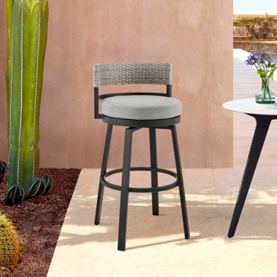 P600009325 Encinitas Outdoor Counter Height Bar Stool, Black sku P600009325