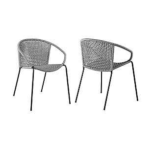 Snack Outdoor Dining Chair Set of 2, Black, large