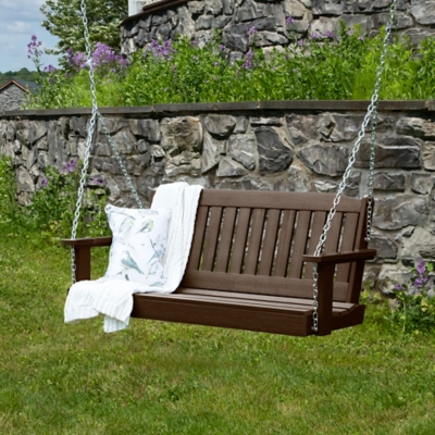 Highwood USA Lehigh 4-Foot Porch Swing, Weathered Acorn