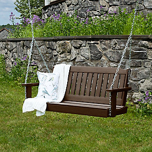 Highwood USA Lehigh 4-Foot Porch Swing, Weathered Acorn, rollover