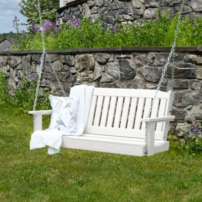 P600009536 Highwood USA Lehigh 4-Foot Porch Swing, White sku P600009536