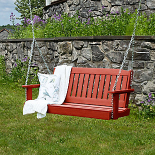 Highwood USA Lehigh 4-Foot Porch Swing, Rustic Red, rollover
