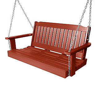 Highwood USA Lehigh 4-Foot Porch Swing, Rustic Red, large
