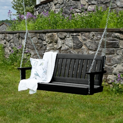 P600009538 Highwood USA Lehigh 4-Foot Porch Swing, Black sku P600009538