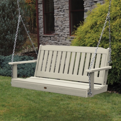 Highwood USA Lehigh 5-Foot Porch Swing, Whitewash, rollover