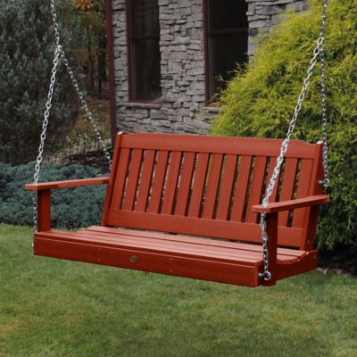 P600009564 Highwood USA Lehigh 5-Foot Porch Swing, Rustic Red sku P600009564