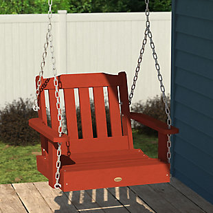 Highwood USA Lehigh Single Seat Swing, Rustic Red, rollover