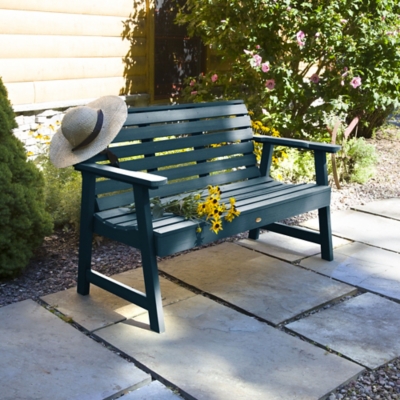 Highwood USA Weatherly 4-Foot Garden Bench, Nantucket Blue