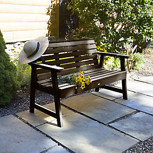 Highwood USA Weatherly 4-Foot Garden Bench, Weathered Acorn, rollover