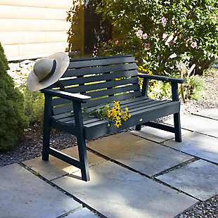 Highwood USA Weatherly 4-Foot Garden Bench, Federal Blue, rollover