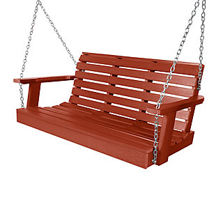 Highwood USA Weatherly 4-Foot Porch Swing, Rustic Red, large
