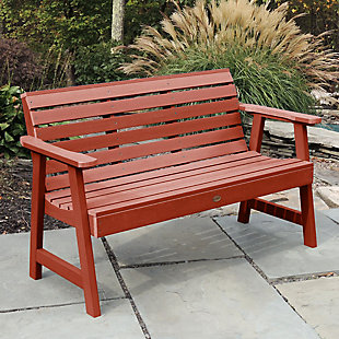 Highwood USA Weatherly 5-Foot Garden Bench, Rustic Red, rollover
