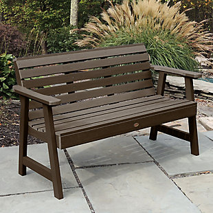 Highwood USA Weatherly 5-Foot Garden Bench, Weathered Acorn, rollover