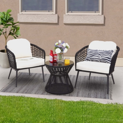 Nuu Garden 2 Outdoor Lounge Chairs and Side Table, Black