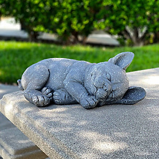 Galt International Grey Polyresin Sleeping French Bulldog Garden Statue 20.5" L, , rollover