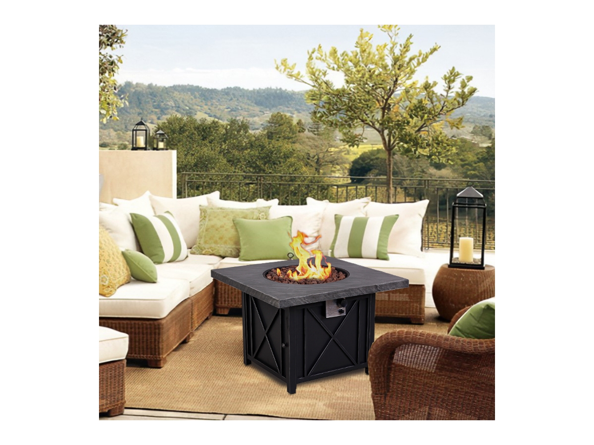 AFTERGLOW Criss Cross Design Outdoor Fire Pit Table | Ashley AFTERGLOW Criss Cross Design Outdoor Fire Pit Table | Ashley