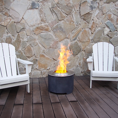 AFTERGLOW Outdoor Smokeless Firepit with Surround, Dark Gray