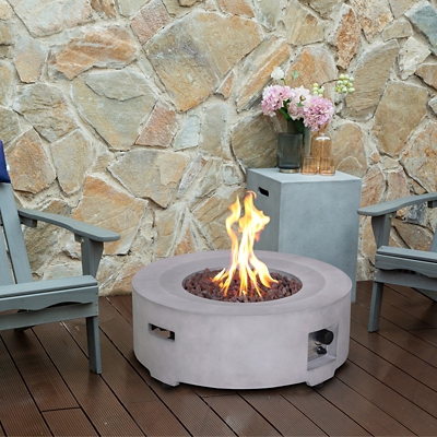 P600010396 AFTERGLOW Concrete Outdoor Fire Pit, Light Gray sku P600010396