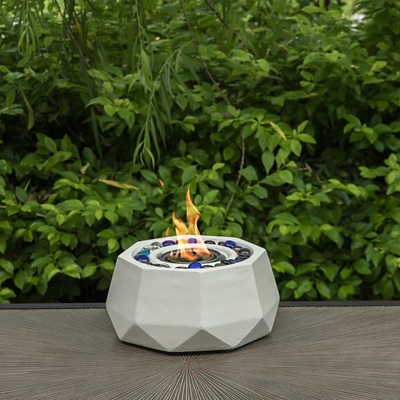 AFTERGLOW Geometric Outdoor Table Top Fire Bowl, White