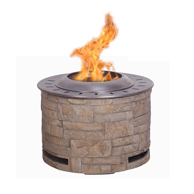 AFTERGLOW Outdoor Smokeless Firepit with Surround, Antique White, large