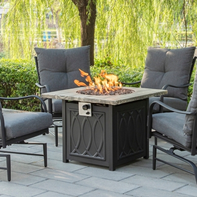 AFTERGLOW Loop Design Outdoor Fire Pit Table, Black