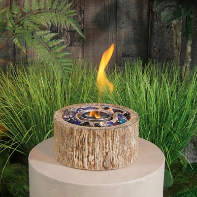 AFTERGLOW Tree Bark Design Outdoor Table Top Fire Bowl, Brown