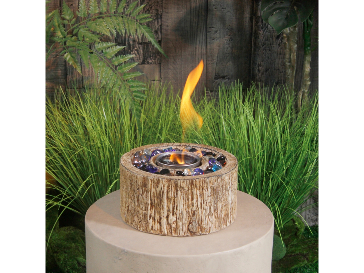 AFTERGLOW Tree Bark Design Outdoor Table Top Fire Bowl | Ashley