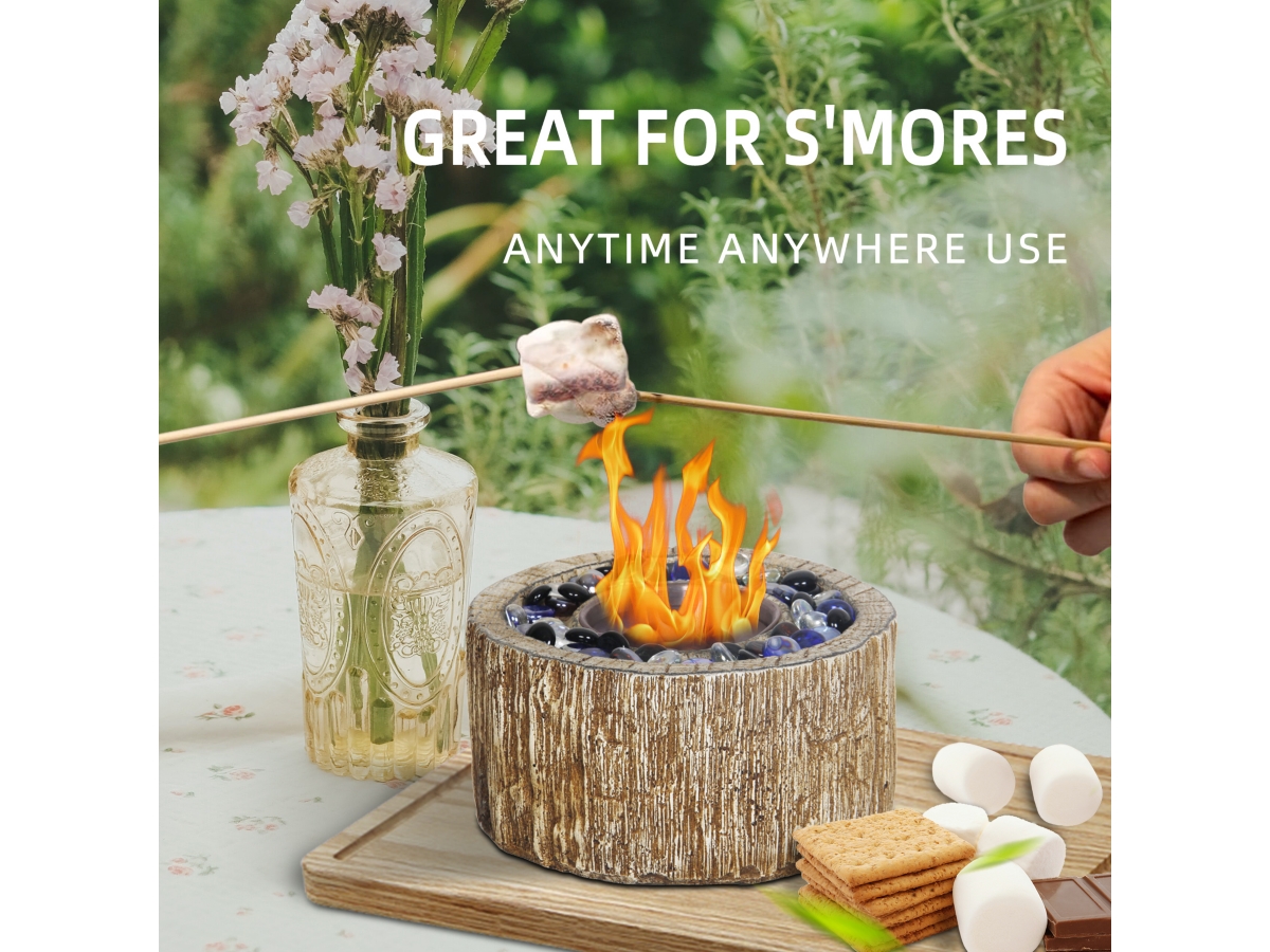 AFTERGLOW Tree Bark Design Outdoor Table Top Fire Bowl | Ashley