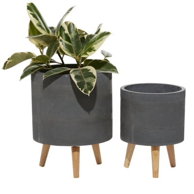 Bayberry Lane Outdoor Oxide Planter with Legs Set of 2, , large
