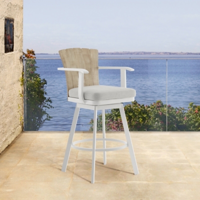 Hazel Outdoor Patio Swivel Bar Stool, Argent Gray, rollover