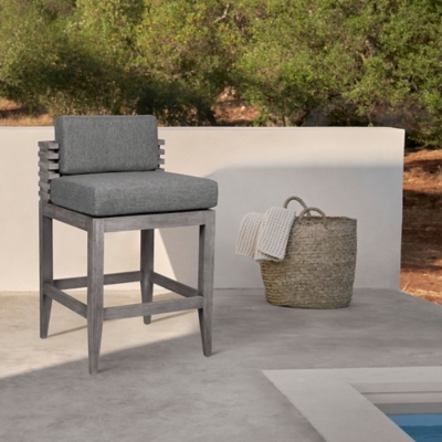 Vivid Outdoor Patio Counter Stool, Light Gray