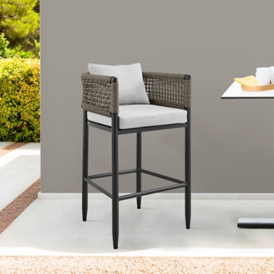 Alegria Outdoor Patio Counter Stool, Light Gray