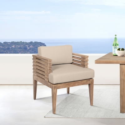 Vivid Outdoor Patio Dining Chair, Taupe