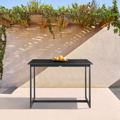 Cayman Outdoor Patio Bar Height Dining Table, Black