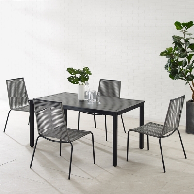 Fenton Outdoor Dining Table with 4 Chairs, Gray