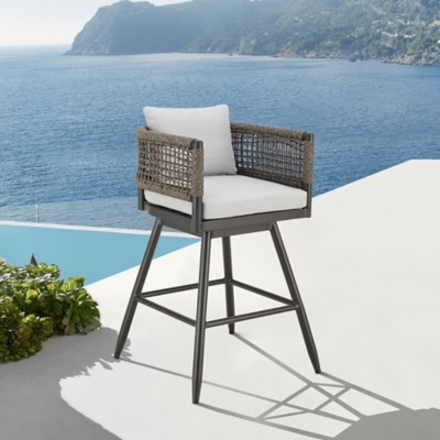 P600010506 Alegria Outdoor Patio Swivel Bar Stool, Light Gray sku P600010506